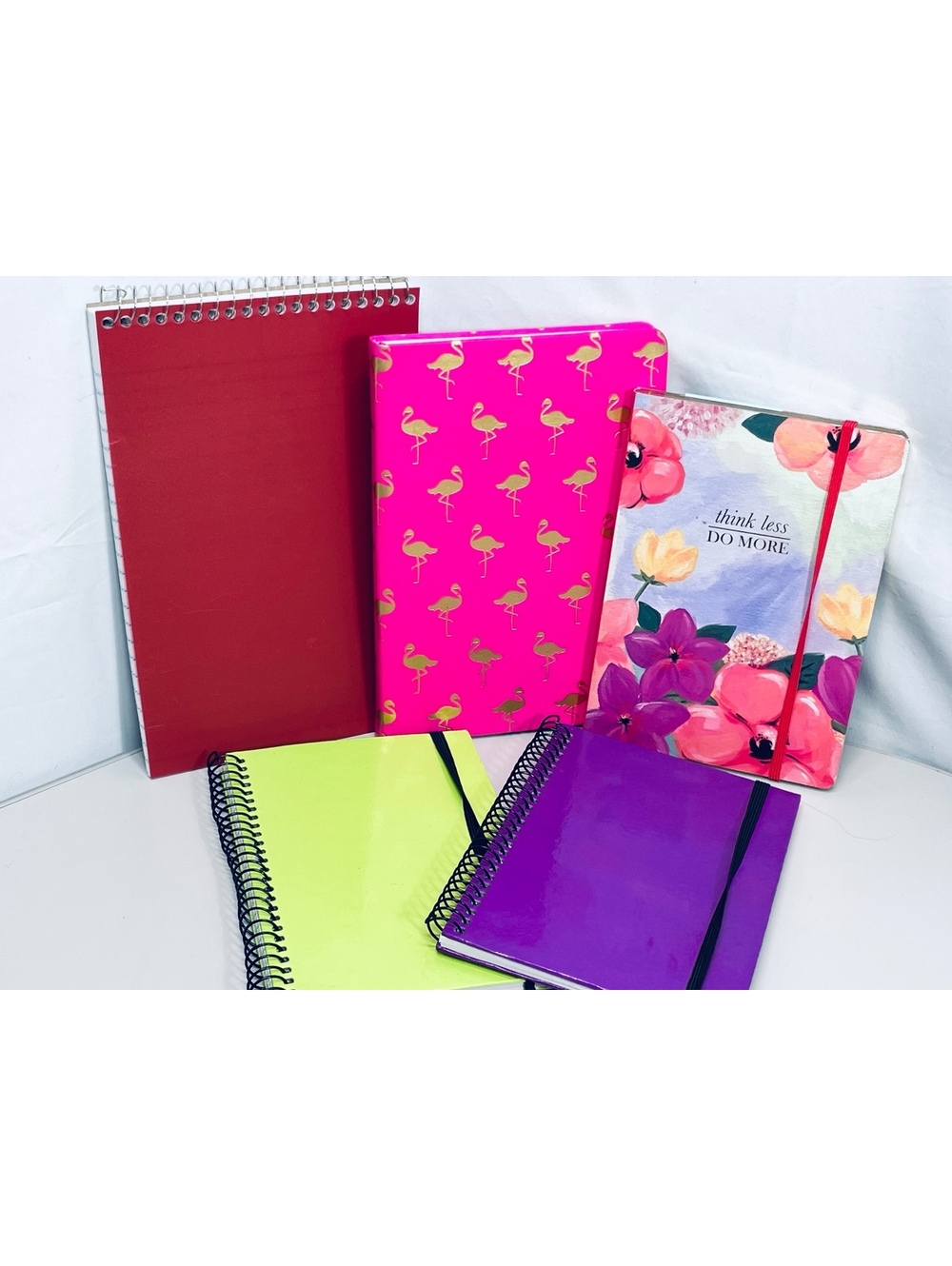 Lot of 5 Colorful Spiral and Hardcover Notebooks and Journals New Unused